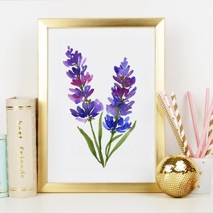 Lavender Watercolor Print. Lavender flower Print. Watercolor Lavender. Floral wall decor. Flower Illustration