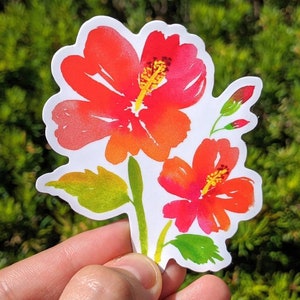 Hibiscus tropical floral vinyl sticker. Flower vinyl decal sticker.  Laptop sticker. Flower gift decal stickers. Hibiscus decal