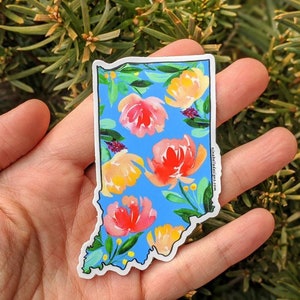 Indiana Sticker. Indiana Decal. Indiana. Stickers laptop. stickers. Indiana vinyl stickers. Indiana state stickers. Peonies. Flower
