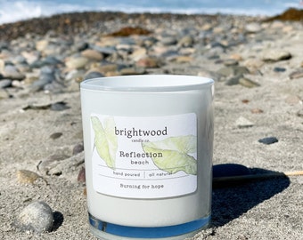 Beach Scented Soy Candle: Jasmine, Mandarin, Cedarwood Essential Oils