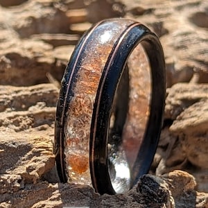 Sunstone Wooden Ring: Floating Inlay - Norwegian Sunstone - Handmade in US - Allergy Free - Crafted to Order