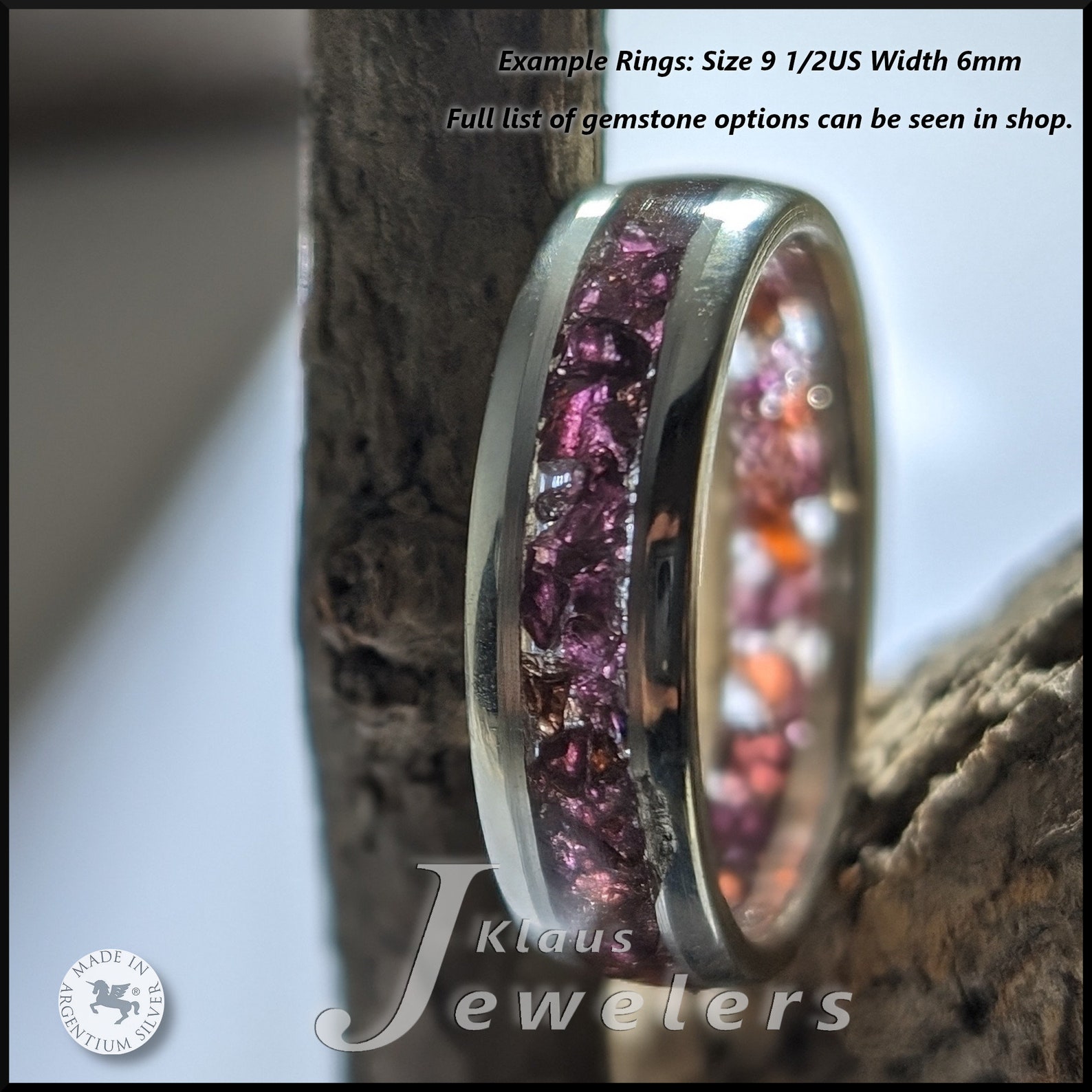 Garnet Silver Ring : Floating Inlay - Pyrope and Rhodalite Garnet ...