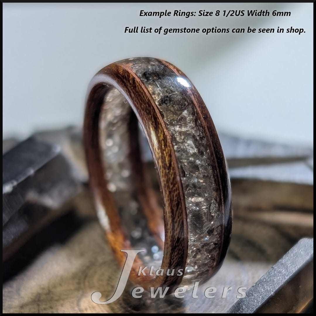 Quartz Inlay Quartz Wooden Ring: Floating Inlay - Smokey Quartz - Handmade in US ...