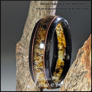 Amber Wooden Ring: Floating Inlay - Baltic Amber - Handmade in US - Allergy Free - Crafted to Order