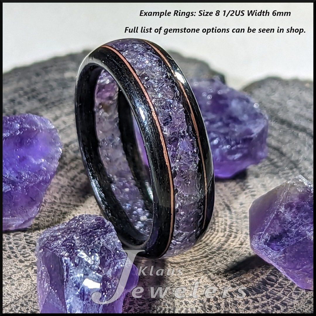 Amethyst Wooden Ring : Floating Inlay - Namibian Amethyst - Ukrainian ...