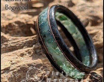 Emerald Wooden Ring: Floating Inlay - Brazilian Emerald - Handmade in US - Allergy Free - Crafted to Order