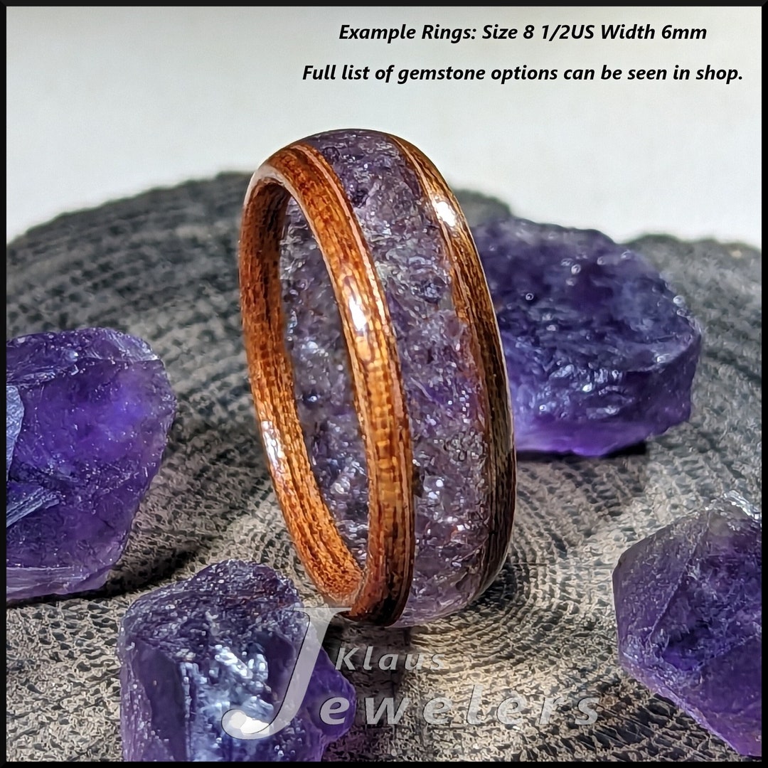 Amethyst Wooden Ring : Floating Inlay - Namibian Amethyst - African ...