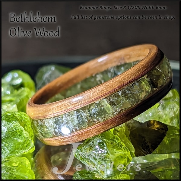 Peridot Wooden Ring: Floating Inlay - Arizona Peridot - Handmade in US - Allergy Free - Crafted to Order