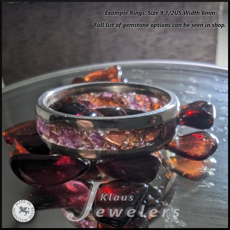 Garnet Silver Ring : Floating Inlay - Pyrope and Rhodalite Garnet ...
