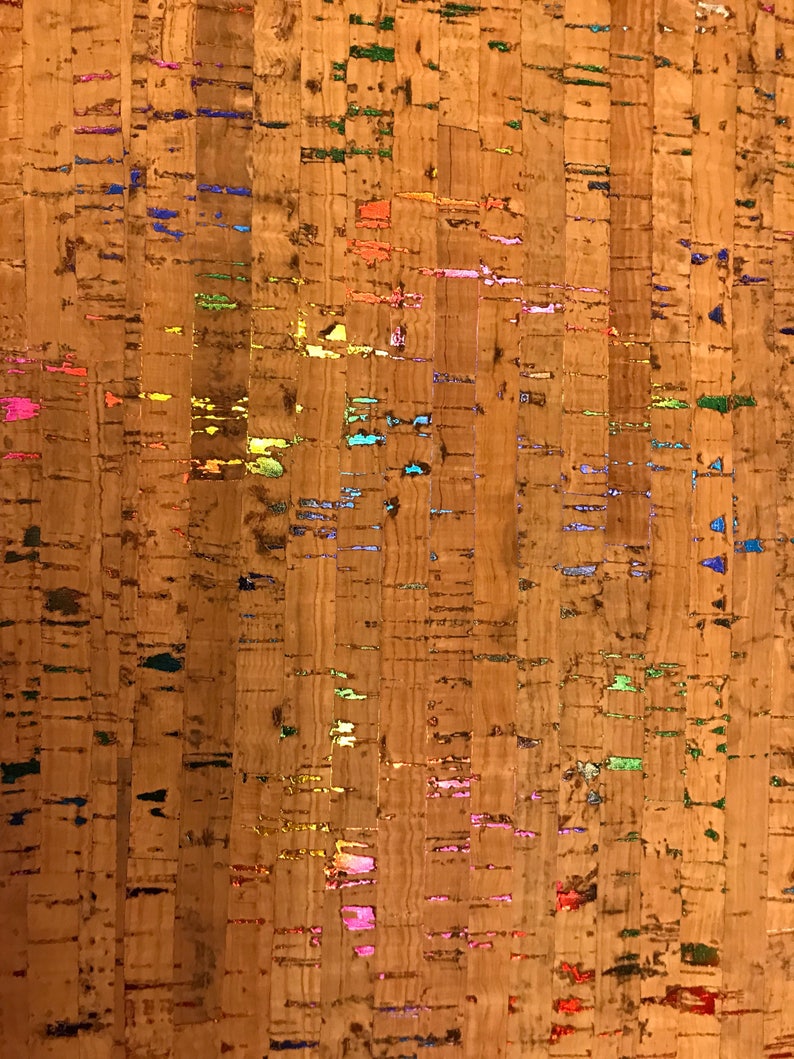 Cork Fabric Natural Metallic Rainbow Cork Cork and Cloth Etsy