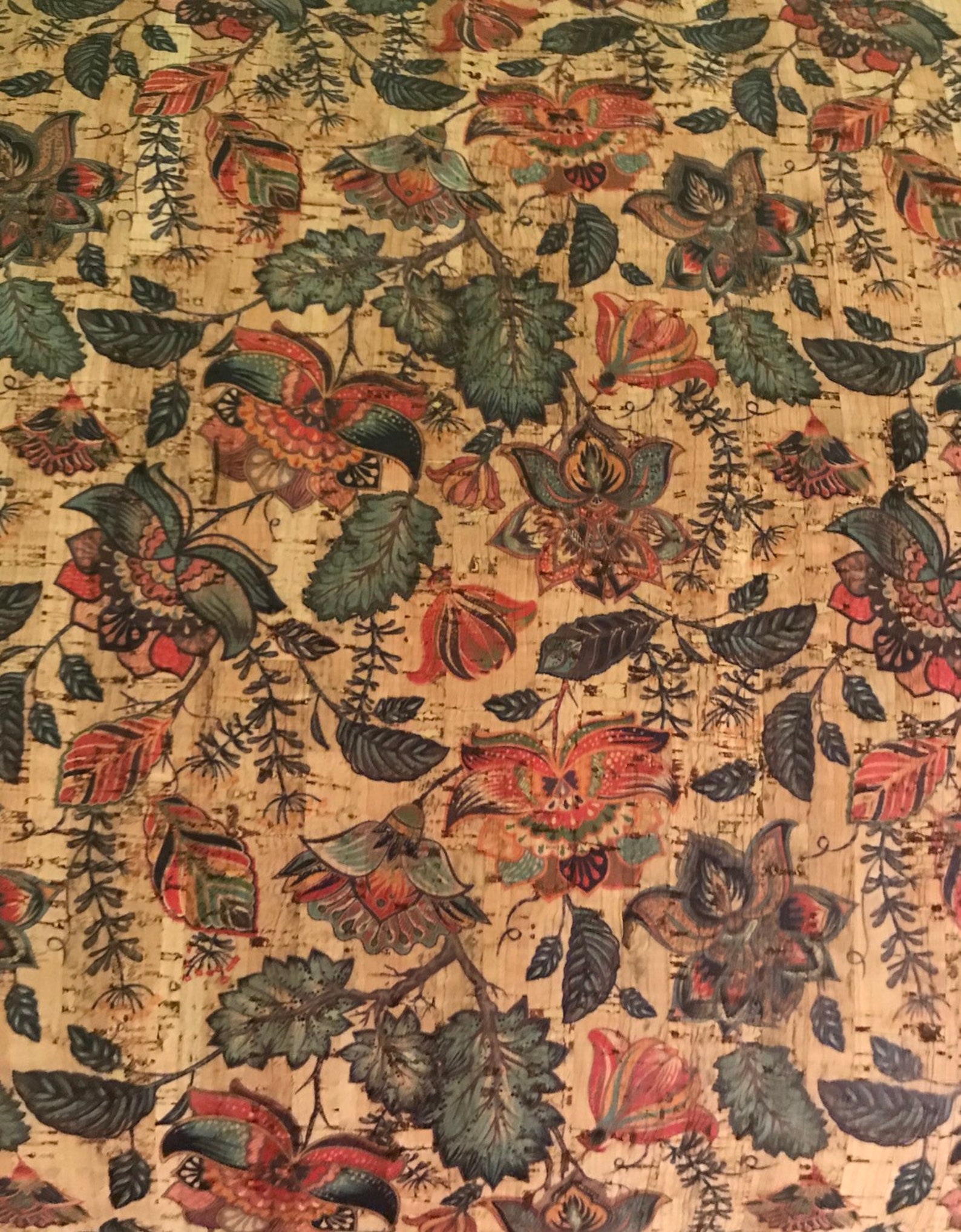 Cork Fabric Garden Blooms Print Cork Updated Design Etsy
