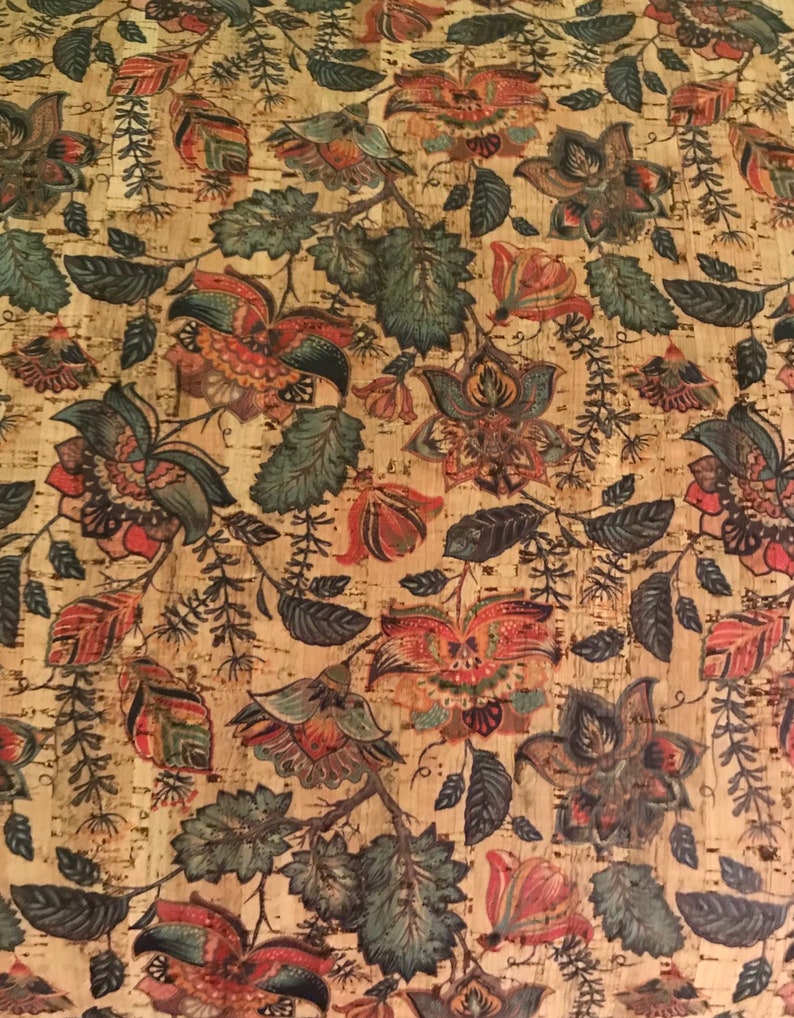 Cork Fabric Garden Blooms Print Cork Updated Design Etsy