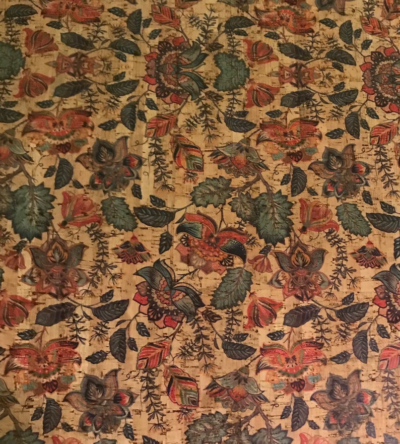 Cork Fabric Garden Blooms Print Cork Updated Design Etsy