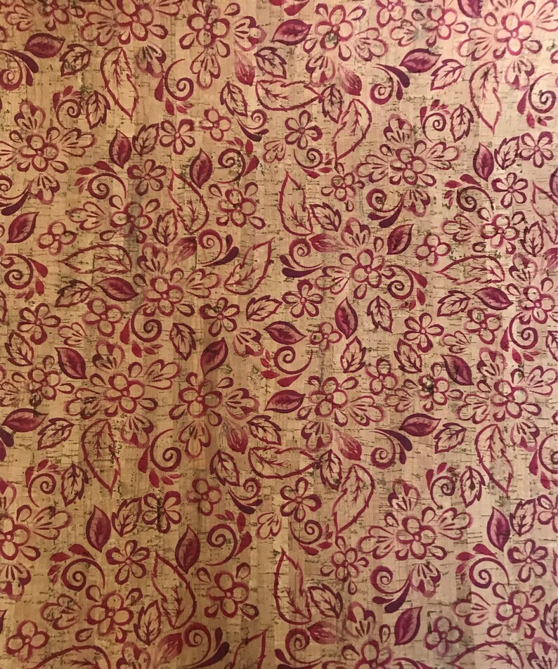 Cork Fabric Vintage Rosé Print Cork Ecofriendly Made in Etsy
