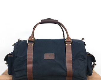 White Cap Waxed Canvas Duffle - with Leather Trim