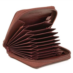 RFID Blocking Accordion Zippered Wallet – Genuine Napa Leather