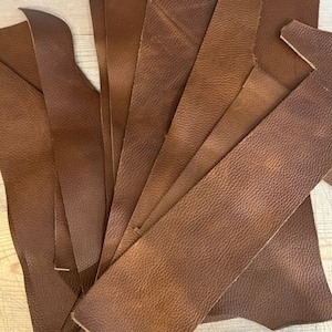 Cow Hide Leather Scraps Cut Assorted Mix of Earth and Vibrant Scraps 2-3 Oz