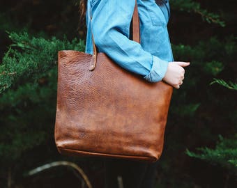 Fore Street Tote Bag - Made in Maine Top Grain Leather Tote - Rogue Industries