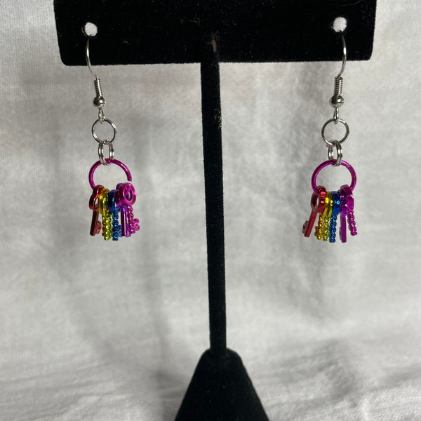 colorful key earrings