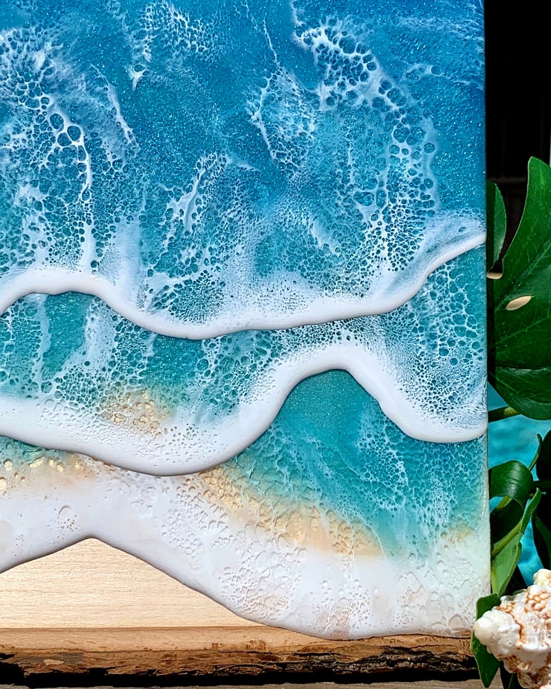 Beach art ocean resin waves wall art beach waves sunset Etsy