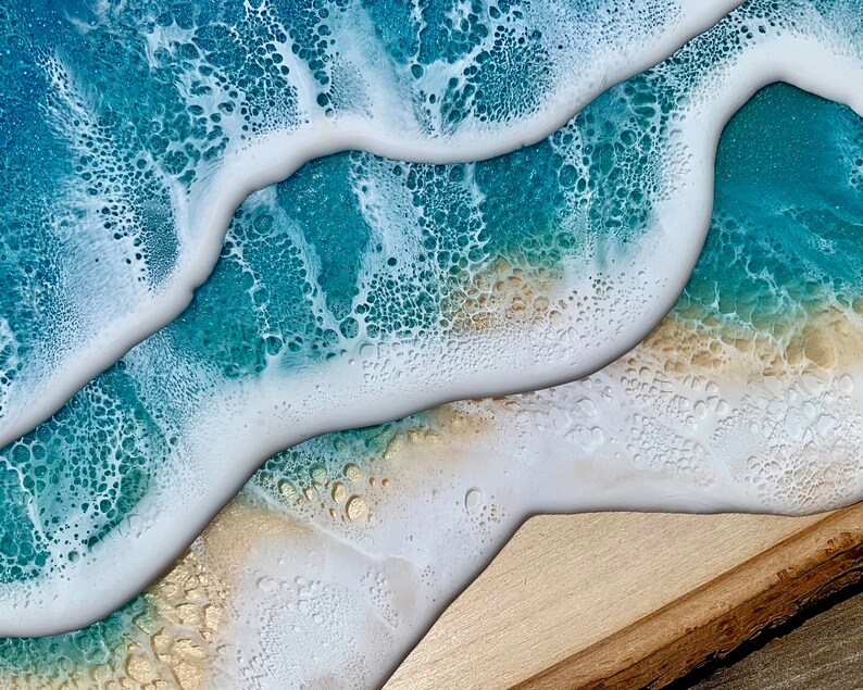 Beach art ocean resin waves wall art beach waves sunset Etsy
