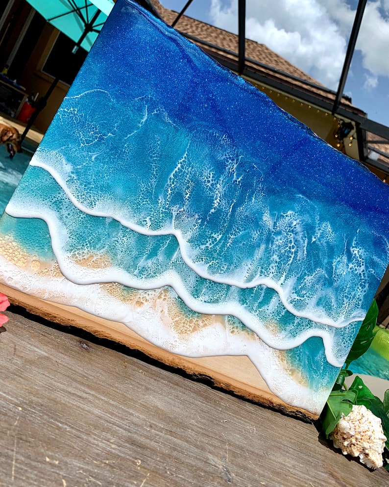 Beach art ocean resin waves wall art beach waves sunset Etsy