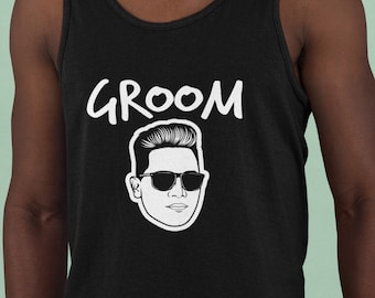 Bachelor Party Tanks Customized With The Groom's Face and Name
