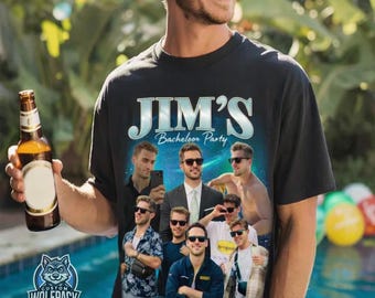 Custom Groom Face Bachelor Party Shirt, Vintage Bootleg Photo Tee