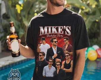 Custom Groom Face Bachelor Party Shirt, Vintage Bootleg Photo Tee