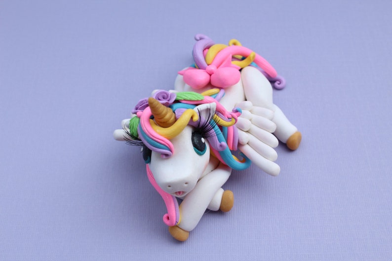 Unicorn cake topper,polymer clay keepsake cake topper,baby unicorn figure,girls birthday cake topper,1st birthday cake topper,custom clay image 9