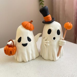 clay handmade ghost Halloween cake decoration and sculpture,bride and groom Halloween ghost caketopper,pumpkin caketopper,personalized ghost