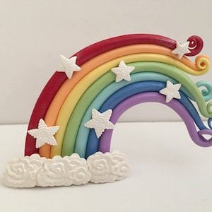 Rainbow cake topper,pastel rainbow cake topper,unicorn cake topper polymer clay,girls birthday items,babyshower cake topper,