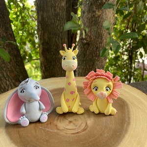 Caketopper, jungle dieren cake topper, olifant, giraffe, leeuw caketopper, babyshower, verjaardag, eerste verjaardag, meisje verjaardag caketopper, aanpassen