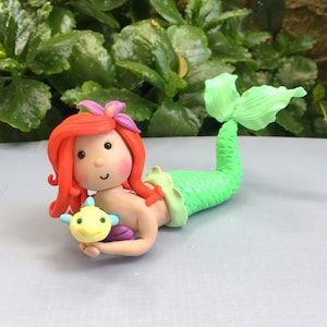 Mermaid cake topper,polymer clay keepsake mermaid figures,girls birthday mermaid decoration,ariel princess,first birthday caketopper,gift fo