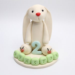 Hase Tortenaufleger,Andenken Hase mit Name,Pilze und Karotten Tortendeko,Geburtstag,Babyshower,Baby Cake Topper, Tortenaufleger