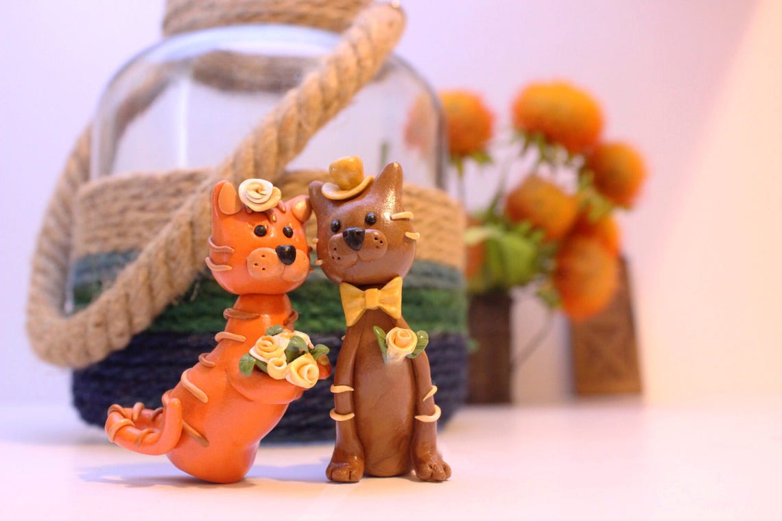 Wedding Cake Topper Cake Topper Cat Wedding Cake Topper Cat Etsy