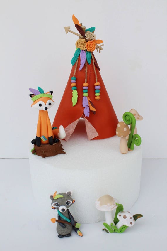 Woodland Renard Et Le Tipi De Gateau Gateau De Pate Polymere Etsy