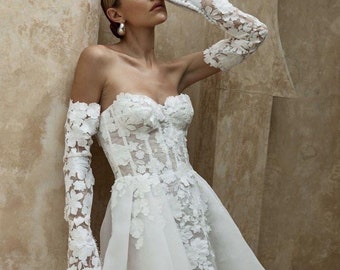 Short lace wedding dress