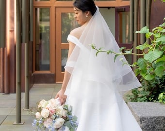 IN STOCK! Quick ship! Horsehair trim drop veil