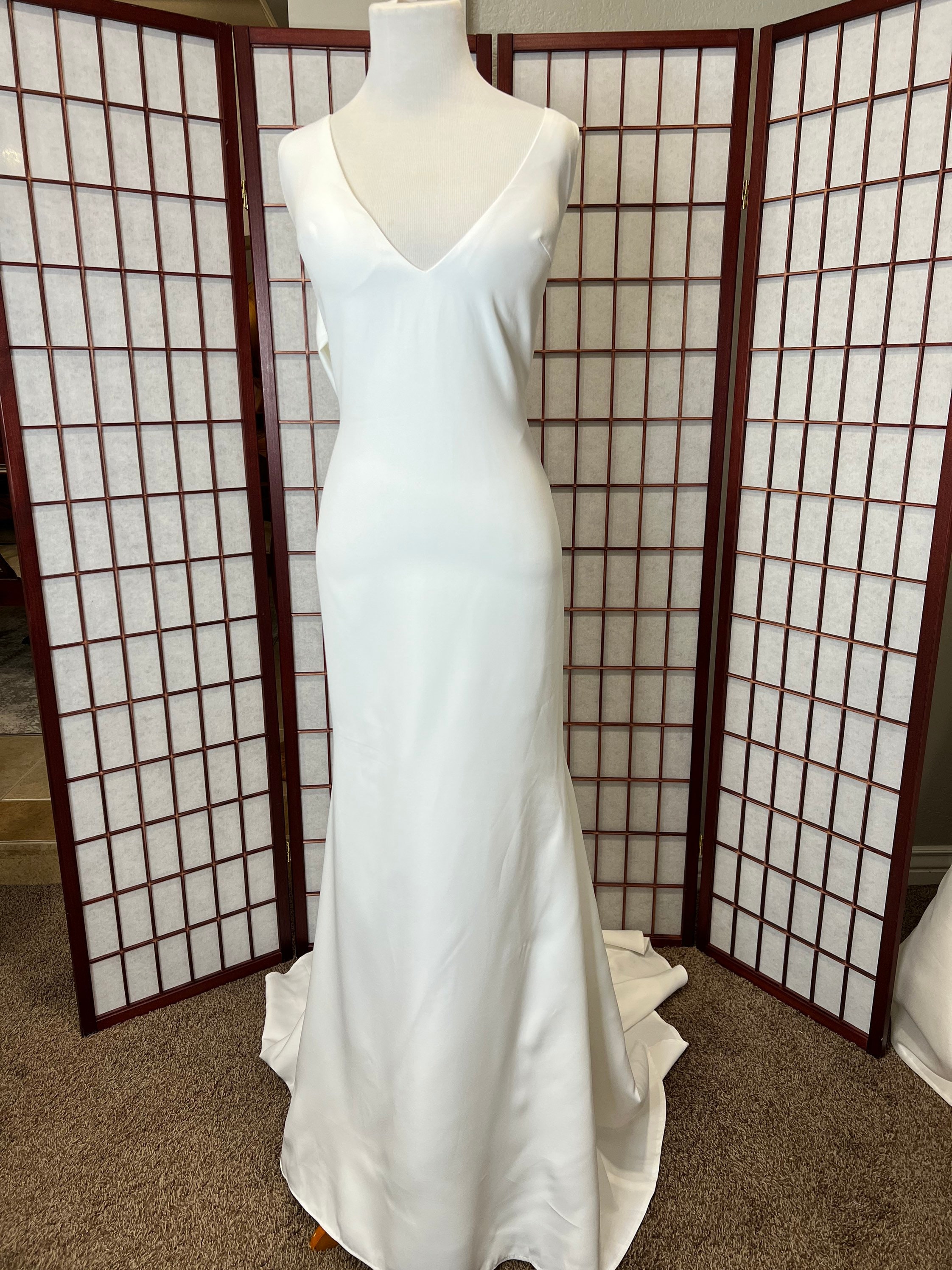 crepe back satin wedding dress Azazie Caymus Wedding Dress