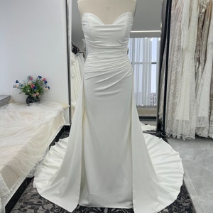 Stretch crepe gown with illusion back