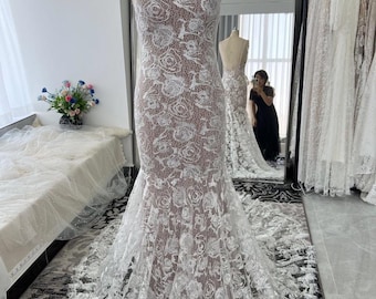 Rose lace Fit and Flair gown