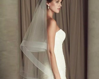 IN STOCK! Quick ship! Horsehair trim drop veil