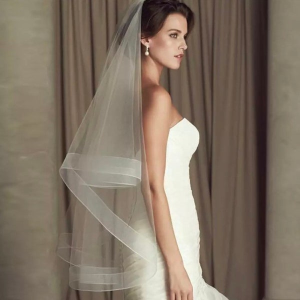 IN STOCK! Quick ship! Horsehair trim drop veil