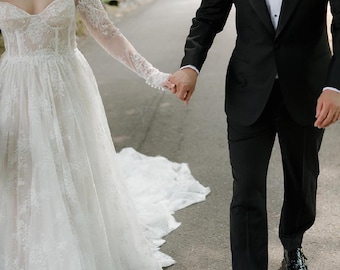 Off the shoulder French lace Gown