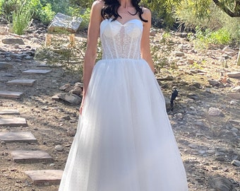 Aline gown with overskirt