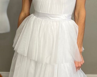 Tea Length tulle tiered dress