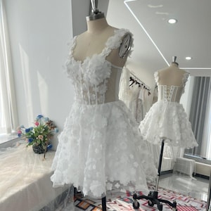 short wedding dress etsy Short Wedding Reception Dress for Bride - Mini Wedding Dress for Elopement or After Party-corset Bridal Shower Dress Ideal Second Look Dress