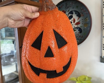 VTG Pumpkin Melted Jelly Popcorn Jack-O-Lantern Halloween Porch Light Cover 90's