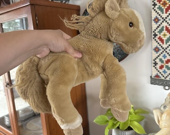 VTG ANIMAL ALLEY Tan Horse Plush Stuffed Animal 13" Toys R Us 2000 Well Loved